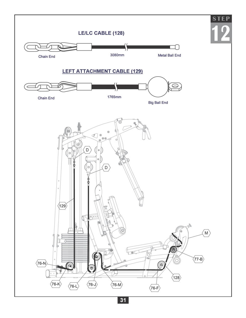 Body-Solid F600 綜合訓練器安裝步驟及穿線圖