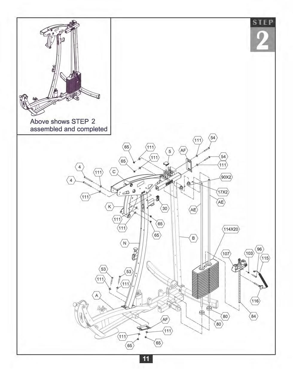 Body-Solid F600 綜合訓練器安裝步驟及穿線圖