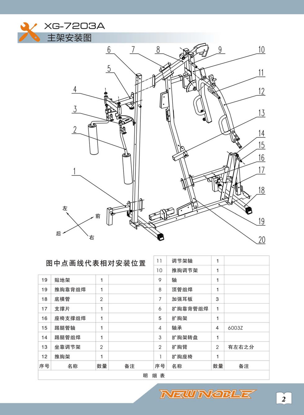 新貴族 XG-7203A 綜合訓(xùn)練器安裝步驟及使用說明