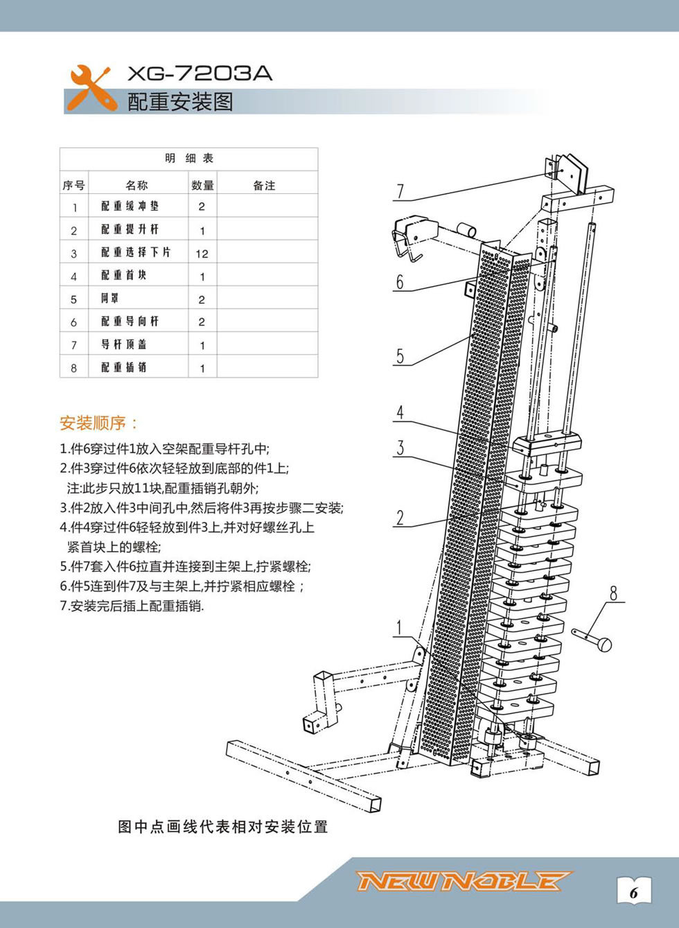 新貴族 XG-7203A 綜合訓(xùn)練器安裝步驟及使用說明