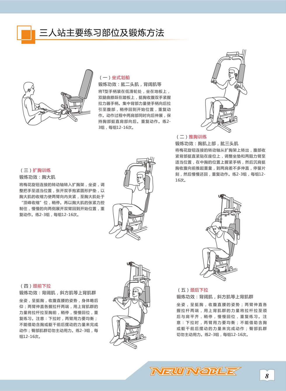 新貴族 XG-7203A 綜合訓(xùn)練器安裝步驟及使用說明